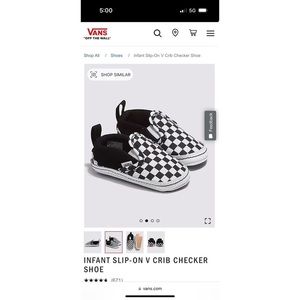 Vans Infant Slip On V Crib Checkered Shoe Size 1